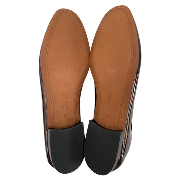 Sam Edelman Loraine Faux Patent Leather Loafers Tortoiseshell Gold Bit Size 10M