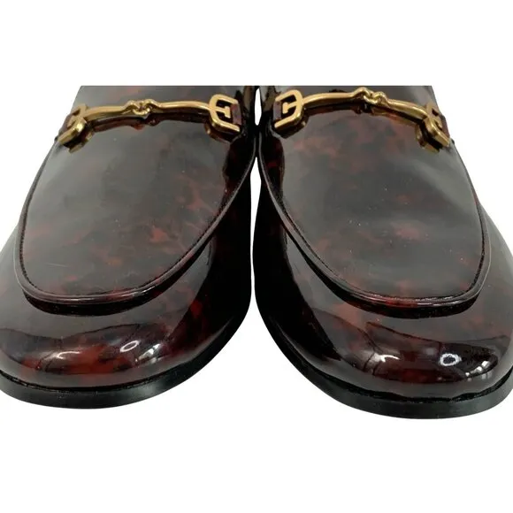 Sam Edelman Loraine Faux Patent Leather Loafers Tortoiseshell Gold Bit Size 10M