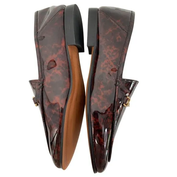 Sam Edelman Loraine Faux Patent Leather Loafers Tortoiseshell Gold Bit Size 10M