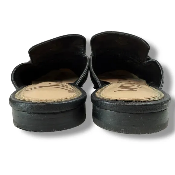 Sam Edelman Marilyn Black Studded Leather Slip On Mules Flats, Size 10