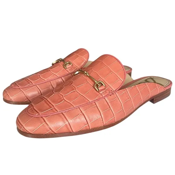 Sam Edelman Mules Women’s 10 Pink Linnie Slides Shoes Loafers Slip On Leather