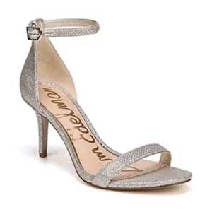 Sam Edelman Patti Ankle Strap Sandals Silver Glitter Shiny Shoe Size 7 1/2
