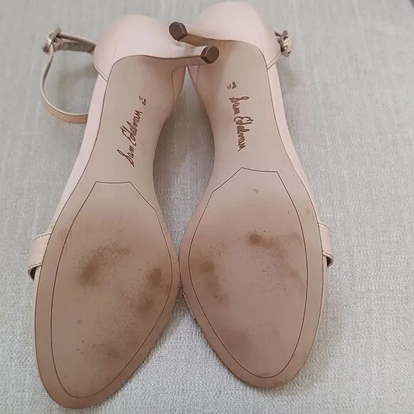 Sam Edelman Patti Leather Heeled Dress Sandals Nude Size 8.5