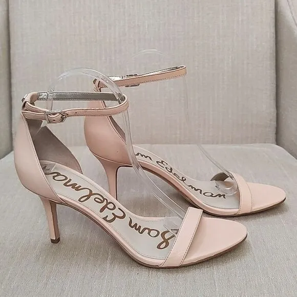 Sam Edelman Patti Leather Heeled Dress Sandals Nude Size 8.5