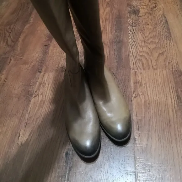 Sam Edelman Penny 2 Knee-High Back Zip Distressed Leather Boots Women's Sz 8M