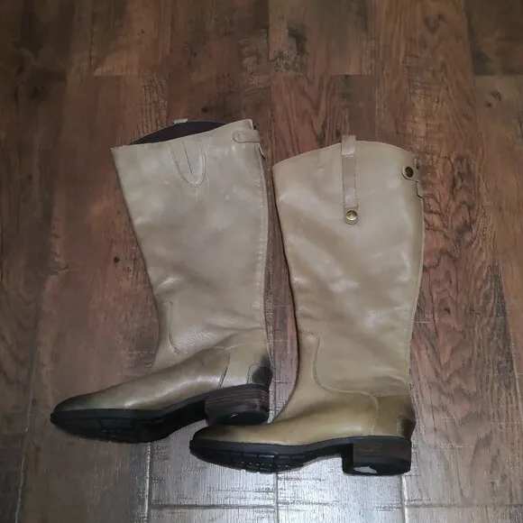 Sam Edelman Penny 2 Knee-High Back Zip Distressed Leather Boots Women's Sz 8M