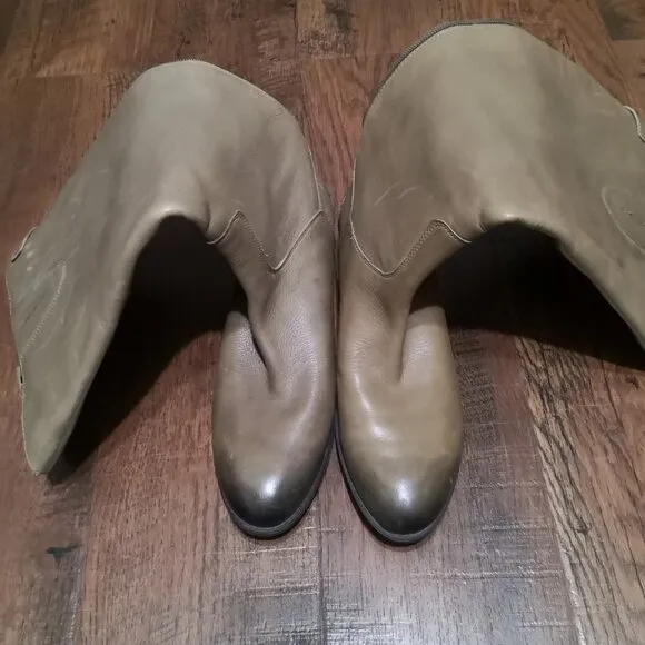 Sam Edelman Penny 2 Knee-High Back Zip Distressed Leather Boots Women's Sz 8M
