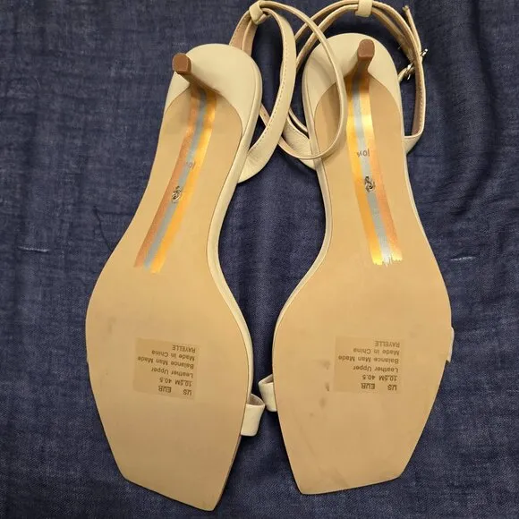 SAM EDELMAN Rayelle Womens Buckle Kitten Heel Ankle Strap Sandals Sz 10.5 Ivory