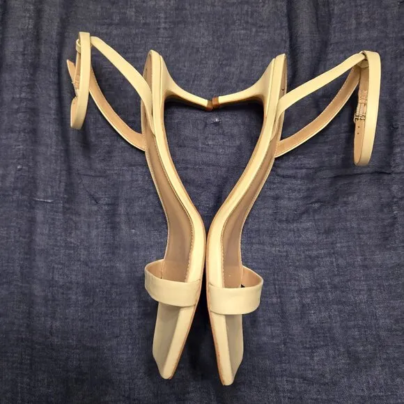 SAM EDELMAN Rayelle Womens Buckle Kitten Heel Ankle Strap Sandals Sz 10.5 Ivory