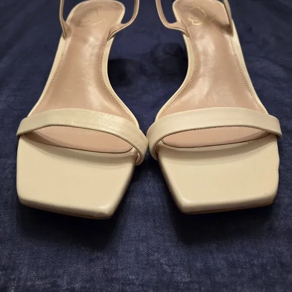 SAM EDELMAN Rayelle Womens Buckle Kitten Heel Ankle Strap Sandals Sz 10.5 Ivory