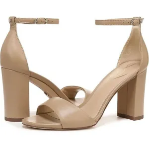 Sam Edelman Robyn Sandals Women's 9 Beige Leather Ankle Strap Block Heel KHD405