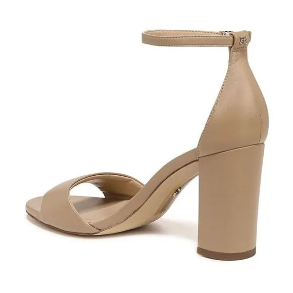 Sam Edelman Robyn Sandals Women's 9 Beige Leather Ankle Strap Block Heel KHD405