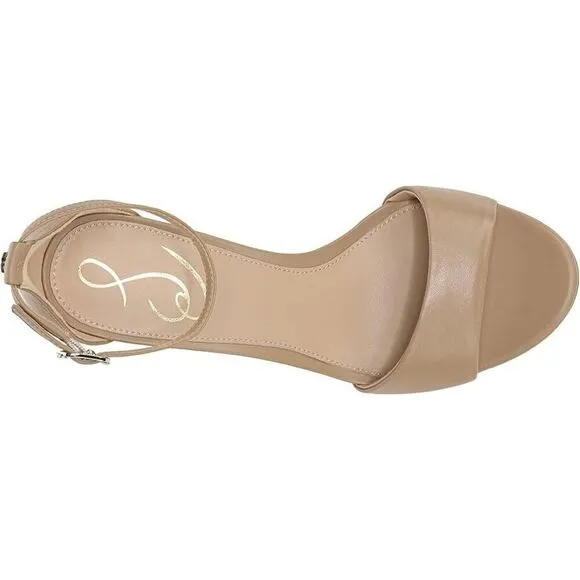 Sam Edelman Robyn Sandals Women's 9 Beige Leather Ankle Strap Block Heel KHD405