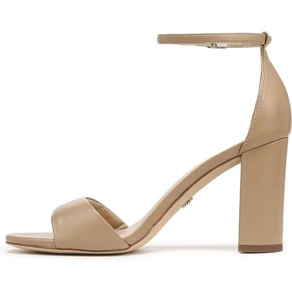 Sam Edelman Robyn Sandals Women's 9 Beige Leather Ankle Strap Block Heel KHD405