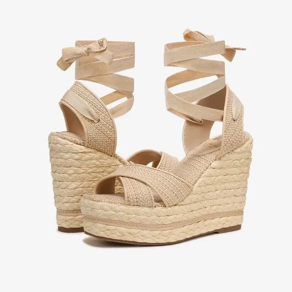 Sam Edelman Vaughn Espadrille Wedge Ankle Tie sandals size 9.5, new in box!!