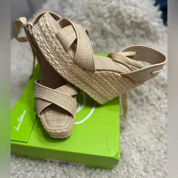 Sam Edelman Vaughn Espadrille Wedge Ankle Tie sandals size 9.5, new in box!!