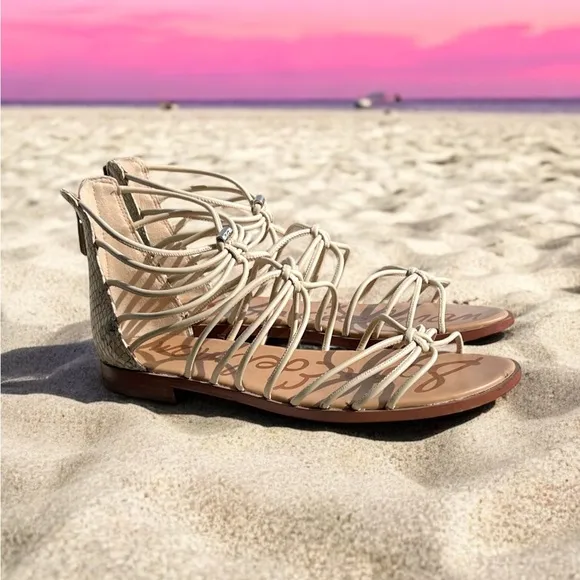 Sam Edelman Women's Emi Cream Gladiator Flat Sandals