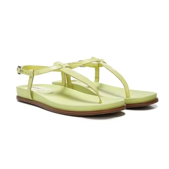 Sam Edelman Womens Kiwi Green Naomi Leather T Strap Flat Sandals Sz 7.5 M NIB