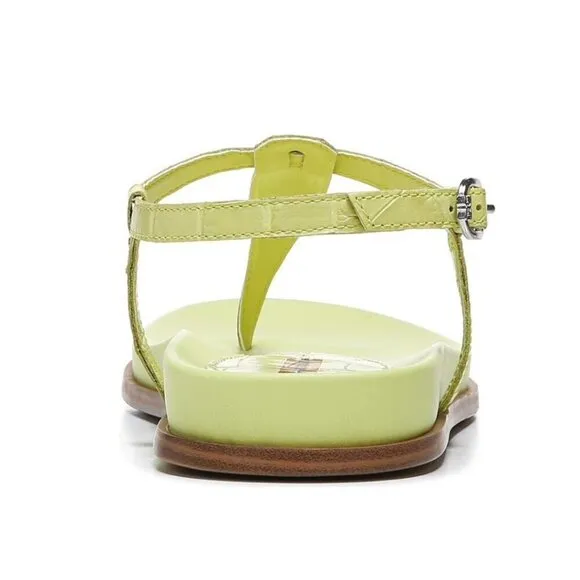 Sam Edelman Womens Kiwi Green Naomi Leather T Strap Flat Sandals Sz 7.5 M NIB