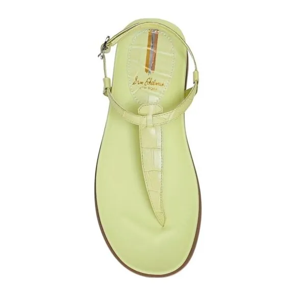 Sam Edelman Womens Kiwi Green Naomi Leather T Strap Flat Sandals Sz 7.5 M NIB
