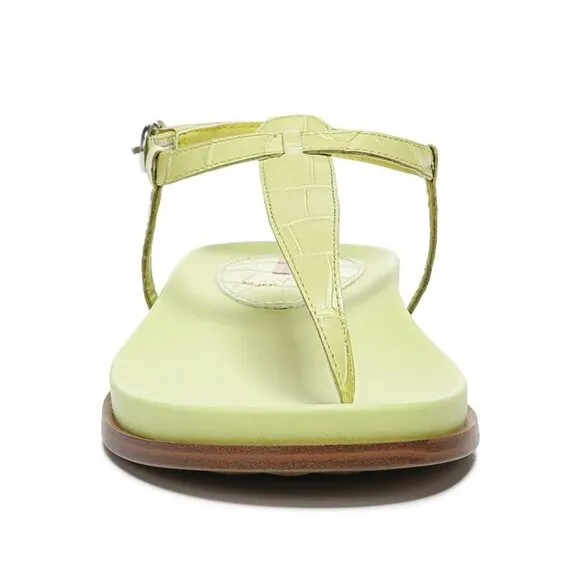 Sam Edelman Womens Kiwi Green Naomi Leather T Strap Flat Sandals Sz 7.5 M NIB