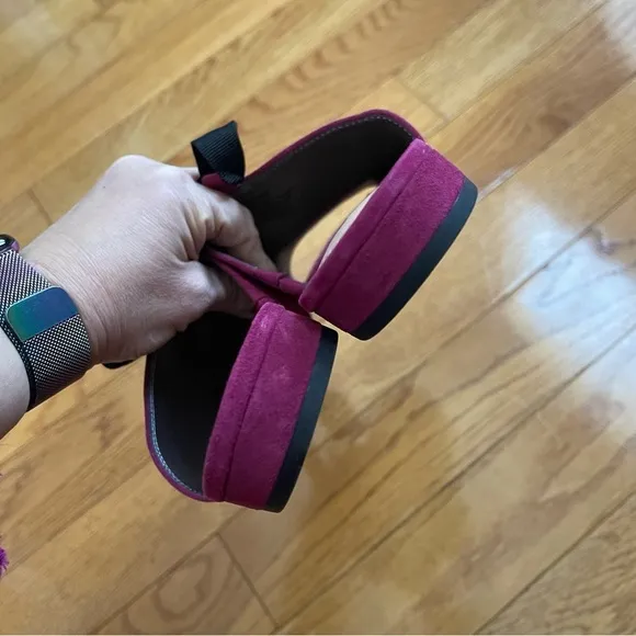 Sam Edelman Women's Suede Leather Theodora Sandals Mules with ties Magenta Sz 8