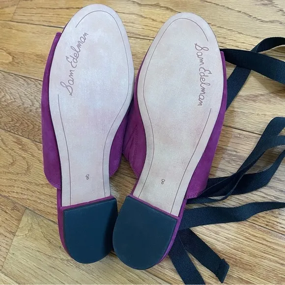 Sam Edelman Women's Suede Leather Theodora Sandals Mules with ties Magenta Sz 8