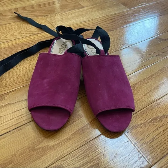 Sam Edelman Women's Suede Leather Theodora Sandals Mules with ties Magenta Sz 8