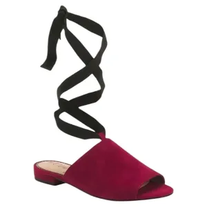 Sam Edelman Women's Suede Leather Theodora Sandals Mules with ties Magenta Sz 8