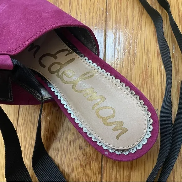 Sam Edelman Women's Suede Leather Theodora Sandals Mules with ties Magenta Sz 8