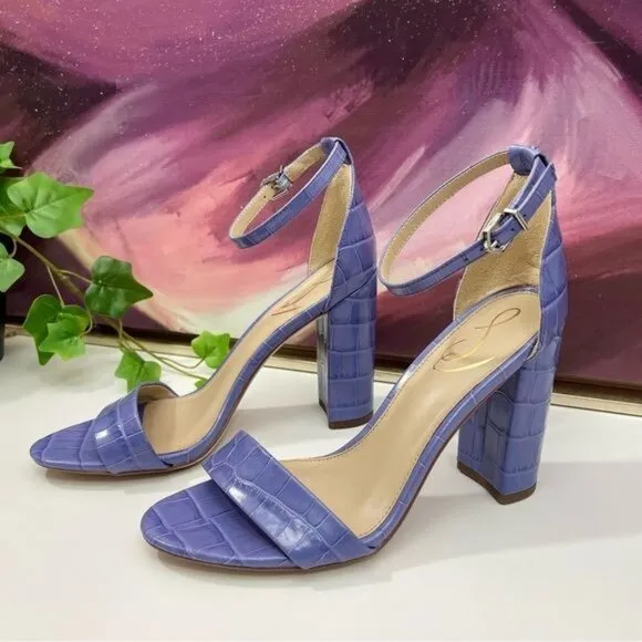 Sam Edelman Yaro Block Heel Ankle Strap Sandals in Dusty Violet Size 8