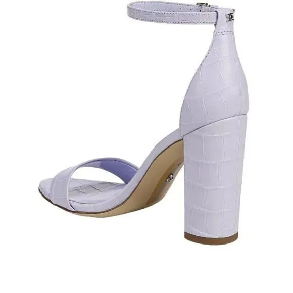 Sam Edelman Yaro Sandals Womens 7 Misty Lilac Croc Ankle Strap Block Heel KHD644