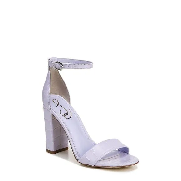 Sam Edelman Yaro Sandals Womens 7 Misty Lilac Croc Ankle Strap Block Heel KHD644