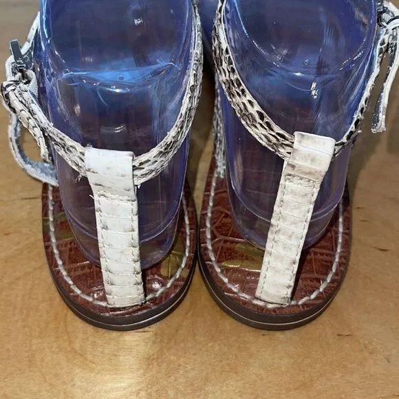 Sam Edelman Womens Leather Snakeskin Strap Wrap Flat Sandals Tan Size 9.5