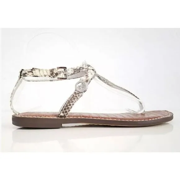 Sam Edelman Womens Leather Snakeskin Strap Wrap Flat Sandals Tan Size 9.5