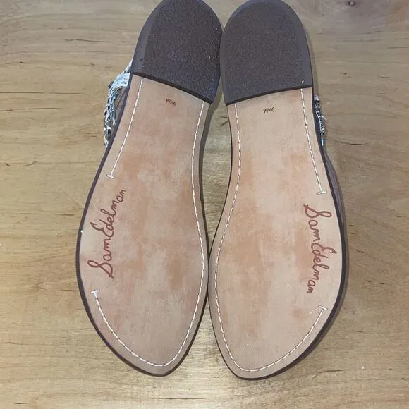 Sam Edelman Womens Leather Snakeskin Strap Wrap Flat Sandals Tan Size 9.5