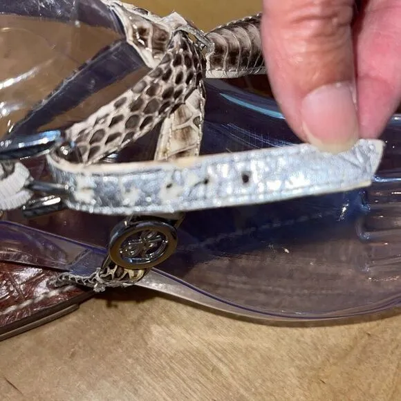 Sam Edelman Womens Leather Snakeskin Strap Wrap Flat Sandals Tan Size 9.5