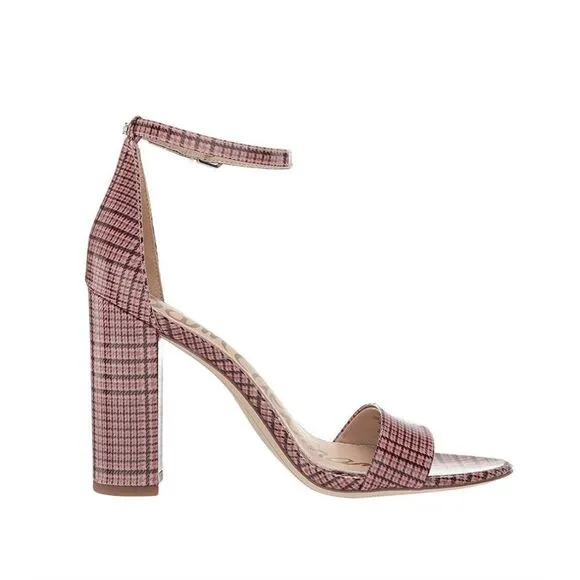 Sam Edelman Yaro Cameo Pink Multi Plaid Heels
