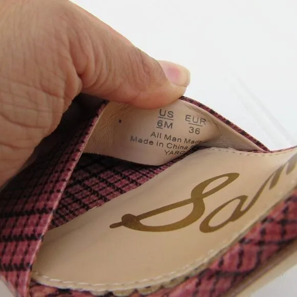 Sam Edelman Yaro Cameo Pink Multi Plaid Heels