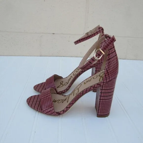Sam Edelman Yaro Cameo Pink Multi Plaid Heels