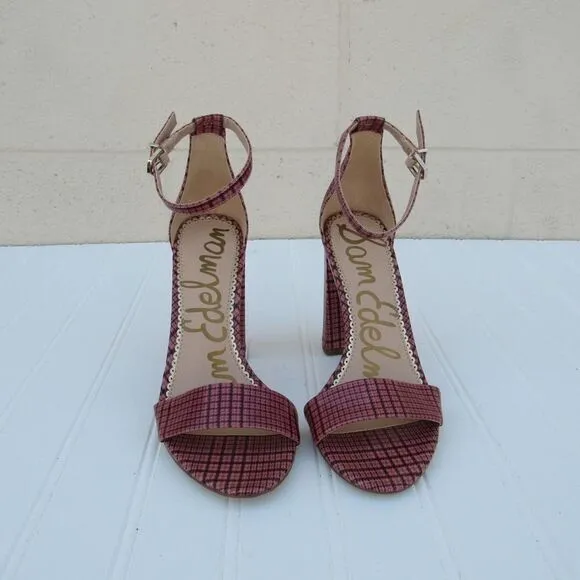 Sam Edelman Yaro Cameo Pink Multi Plaid Heels