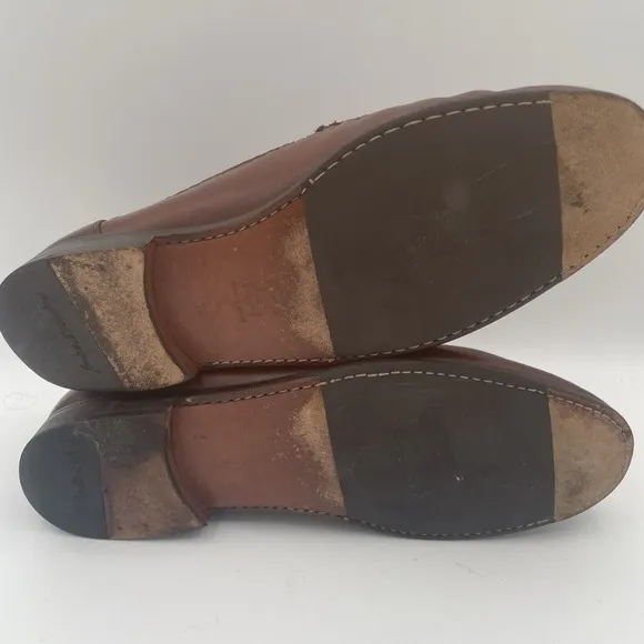 Sandro Moscoloni Cognac Leather Croc Print Braided Dress Loafers Men's 12D Spain