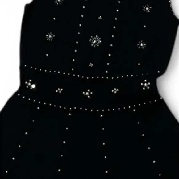 Sandro Paris Matti Embellished Knit Dress, Size 2. Black with rhinestones.