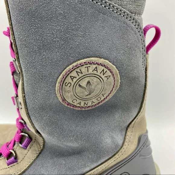 Santana Canada Grey Purple Mohawk Fleece Lined Waterproof Boot Size 8