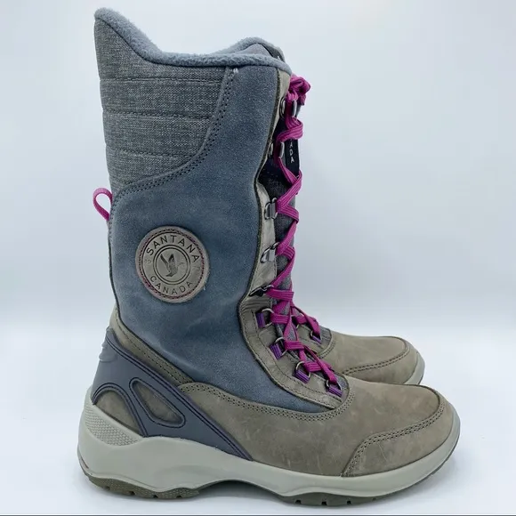 Santana Canada Grey Purple Mohawk Fleece Lined Waterproof Boot Size 8