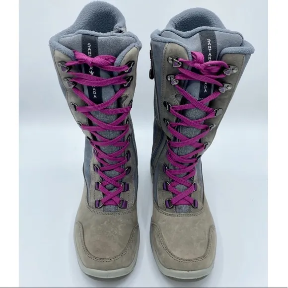 Santana Canada Grey Purple Mohawk Fleece Lined Waterproof Boot Size 8