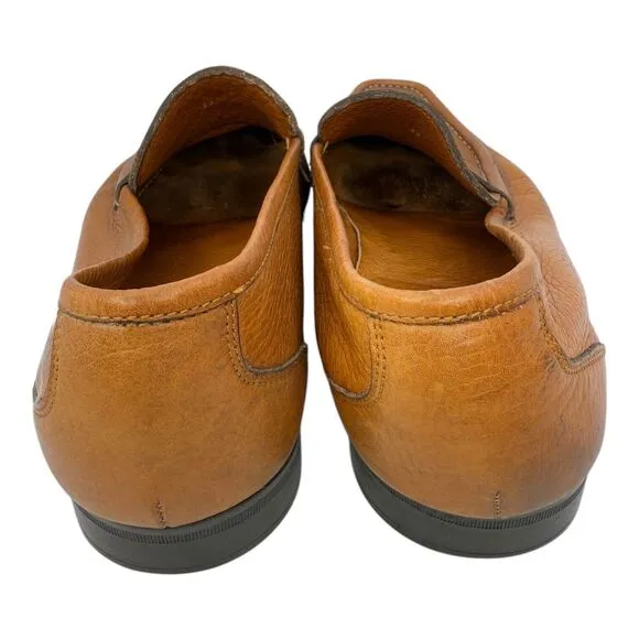 SANTONI ‘ASCOTT’ MENS BRITISH TAN PEBBLED LEATHER PENNY LOAFER SIZE 13