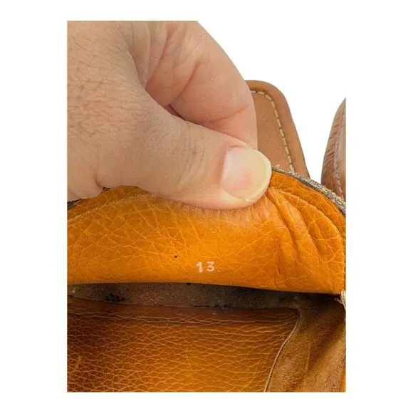 SANTONI ‘ASCOTT’ MENS BRITISH TAN PEBBLED LEATHER PENNY LOAFER SIZE 13