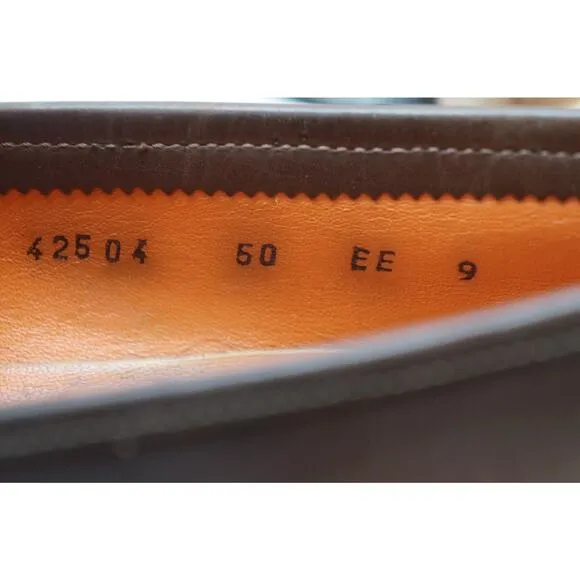 Santoni Loafers Sz 9 EE Wide Bit Link 425 04 Brown Leather Caoutchoug Sole
