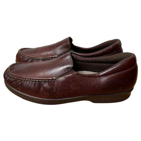 SAS 11 Side Gore Moc ToeLeather Slip On Loafers COMFORT WAlKing Shoe Brown